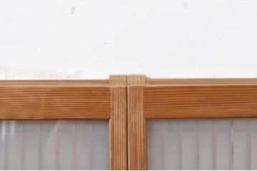 アンティーク建具　上質な和の空間を演出する片面ガラス書院戸4枚セット(引き戸、ガラス戸、ガラス窓)(R-069171)