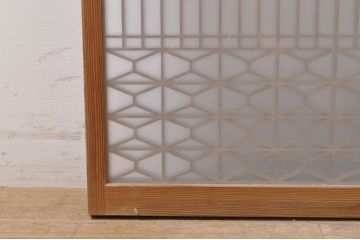 アンティーク建具　上質な和の空間を演出する片面ガラス書院戸4枚セット(引き戸、ガラス戸、ガラス窓)(R-069171)