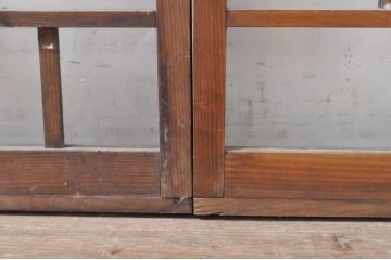 アンティーク建具　大正ロマン　ノスタルジックな雰囲気溢れるガラス窓2枚セット(引き戸、ガラス戸)(R-069172)