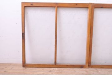 アンティーク建具　インテリアに取り入れやすいシンプルなデザインのダイヤガラス窓2枚セット(引き戸、ガラス戸)(R-069173)