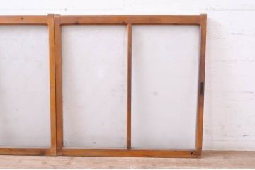 アンティーク建具　インテリアに取り入れやすいシンプルなデザインのダイヤガラス窓2枚セット(引き戸、ガラス戸)(R-069173)