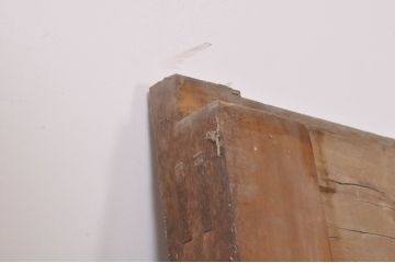 アンティーク建具　特大　特注品!!　欅(ケヤキ)材　古い豪商で使われていた蔵戸1枚を2分割にリメイク!!存在感抜群の蔵戸2枚セット(引き戸、玄関戸)(R-069176)