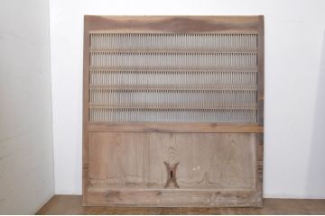 アンティーク建具　特大　特注品!!　欅(ケヤキ)材　古い豪商で使われていた蔵戸1枚を2分割にリメイク!!存在感抜群の格子蔵戸2枚セット(引き戸、格子戸、玄関戸)(R-069177)