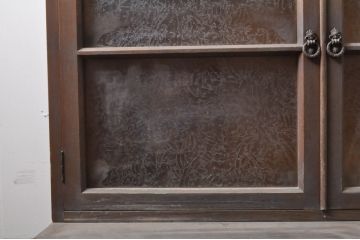 和製アンティーク　大正ロマン　タモ材　懐かしい雰囲気が魅力的なキャビネット(本棚、戸棚、食器棚、カップボード、収納棚、本箱、ブックケース)(R-069178)