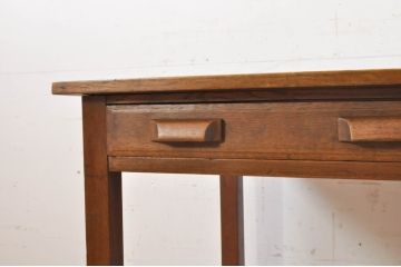 和製アンティーク　ナラ(楢)材　ノスタルジックな雰囲気漂う片袖机(ワークデスク、在宅ワーク、在宅用、勉強机)(R-069185)