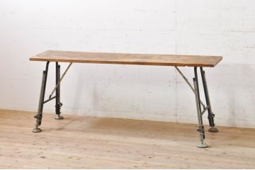 和製ビンテージ　高さが変えられる素朴な足場作業台(テーブル、デスク、アイアンテーブル、鉄脚、ヴィンテージ)(R-069187)