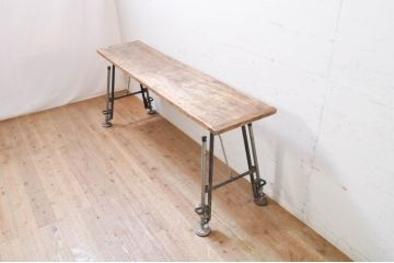 和製ビンテージ　高さが変えられる素朴な足場作業台(テーブル、デスク、アイアンテーブル、鉄脚、ヴィンテージ)(R-069187)