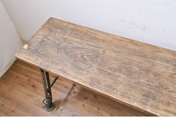 和製ビンテージ　高さが変えられる素朴な足場作業台(テーブル、デスク、アイアンテーブル、鉄脚、ヴィンテージ)(R-069187)
