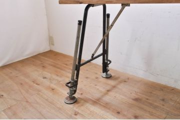 和製ビンテージ　高さが変えられる素朴な足場作業台(テーブル、デスク、アイアンテーブル、鉄脚、ヴィンテージ)(R-069187)