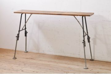 和製ビンテージ　高さが変えられる素朴な足場作業台(テーブル、デスク、アイアンテーブル、鉄脚、ヴィンテージ)(R-069187)