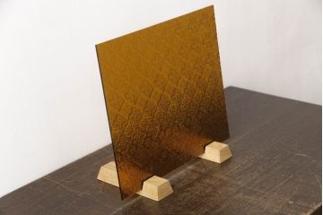 非売品　リメイク用ガラスパーツ　レトロな模様がアクセントになるカラーガラス　茶色(フローラガラス、新品ガラス、色ガラス)(R-069200)