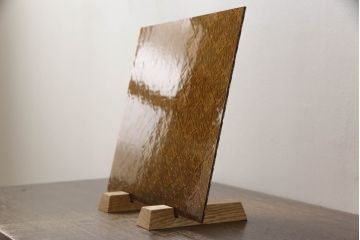 非売品　リメイク用ガラスパーツ　レトロな模様がアクセントになるカラーガラス　茶色(フローラガラス、新品ガラス、色ガラス)(R-069200)