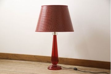中古　美品　イタリア　FENDI CASA　フェンディ カーサ　クロコダイル型押しレザー　本革　空間のアクセントになるラグジュアリーなスタンドライト(フロアスタンド、テーブルランプ、間接照明、ムラーノガラス?、ムラノガラス?)(R-069205)