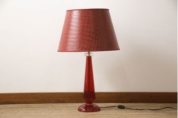 中古　美品　イタリア　FENDI CASA　フェンディ カーサ　クロコダイル型押しレザー　本革　空間のアクセントになるラグジュアリーなスタンドライト(フロアスタンド、テーブルランプ、間接照明、ムラーノガラス?、ムラノガラス?)(R-069205)