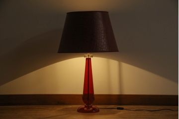 中古　美品　イタリア　FENDI CASA　フェンディ カーサ　クロコダイル型押しレザー　本革　空間のアクセントになるラグジュアリーなスタンドライト(フロアスタンド、テーブルランプ、間接照明、ムラーノガラス?、ムラノガラス?)(R-069205)