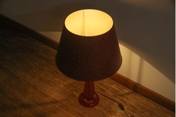 中古　美品　イタリア　FENDI CASA　フェンディ カーサ　クロコダイル型押しレザー　本革　空間のアクセントになるラグジュアリーなスタンドライト(フロアスタンド、テーブルランプ、間接照明、ムラーノガラス?、ムラノガラス?)(R-069205)