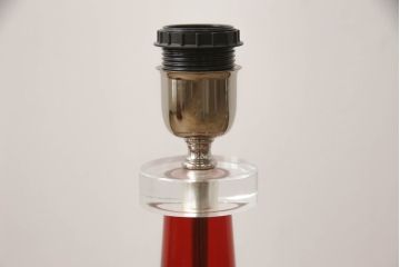 中古　美品　イタリア　FENDI CASA　フェンディ カーサ　クロコダイル型押しレザー　本革　空間のアクセントになるラグジュアリーなスタンドライト(フロアスタンド、テーブルランプ、間接照明、ムラーノガラス?、ムラノガラス?)(R-069205)