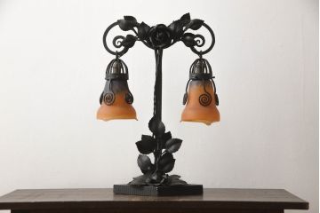 ビンテージ照明　フランスヴィンテージ　マーブルガラス　置くだけでインテリアの主役となるテーブルランプ(卓上照明、間接照明)(R-069206)