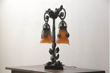 ビンテージ照明　フランスヴィンテージ　マーブルガラス　置くだけでインテリアの主役となるテーブルランプ(卓上照明、間接照明)(R-069206)