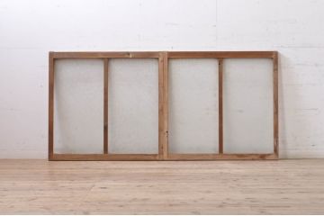 アンティーク建具　インテリアに取り入れやすいシンプルなデザインのダイヤガラス窓2枚セット(引き戸、ガラス戸)(R-069211)