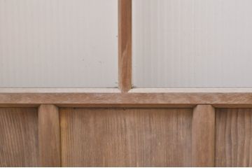 アンティーク建具　どこか懐かしい雰囲気が漂うモールガラス入りのガラス戸4枚セット(引き戸)(R-069212)