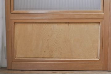 中古　民芸家具　美品　木目が楽しめる杉一枚板を使用した組子入りガラス帯戸4枚セット(建具、引き戸、ガラス戸)(R-069213)