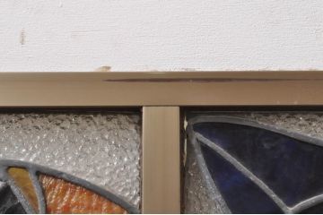 ビンテージ建具　ディスプレイとしてもおすすめなステンドグラスFIX窓1枚(ヴィンテージ、引き戸、ガラス戸、ガラス窓、ガラス扉、フィックス、嵌め殺し)(R-069214)