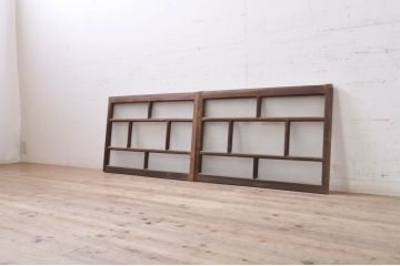 アンティーク建具　大正ロマン　ノスタルジックな雰囲気を醸し出すガラス窓2枚セット(引き戸、ガラス戸)(R-069215)