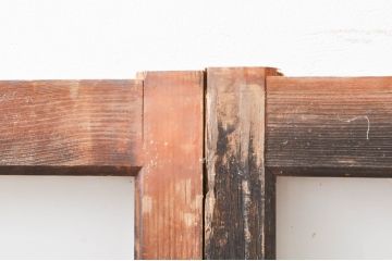 アンティーク建具　経年を感じさせる木味が魅力のガラス窓2枚セット(引き戸、ガラス戸)(R-069218)