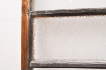 アンティーク建具　経年を感じさせる木味が魅力のガラス窓2枚セット(引き戸、ガラス戸)(R-069218)