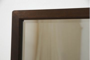 中古　北海道民芸家具　どんな空間にも馴染むシンプルなデザインが魅力のウォールミラー(壁掛け鏡)(R-069222)