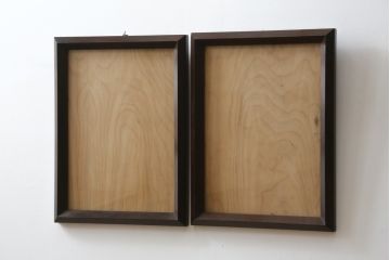 中古　松本民芸家具　シンプルなデザインと深みのある色合いが素敵な額縁2点セット(木製フレーム)(R-069224)