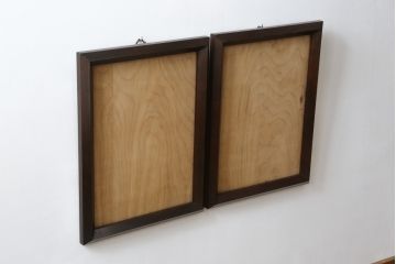 中古　松本民芸家具　シンプルなデザインと深みのある色合いが素敵な額縁2点セット(木製フレーム)(R-069224)