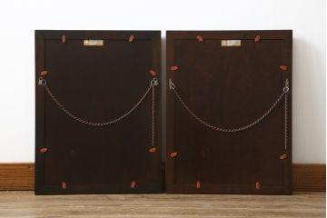 中古　松本民芸家具　シンプルなデザインと深みのある色合いが素敵な額縁2点セット(木製フレーム)(R-069224)