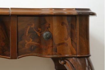 中古　美品　C.M.T.社　CONSORZIO MOBILIERI D'ARTE　象嵌入り　品のある佇まいの猫脚ドレッサー(デスク、コンソールテーブル、机、化粧台、鏡台、ミラー)(R-069229)