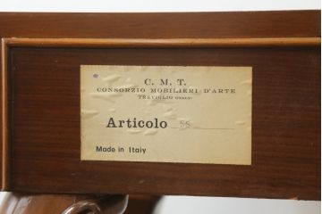 中古　美品　C.M.T.社　CONSORZIO MOBILIERI D'ARTE　象嵌入り　品のある佇まいの猫脚ドレッサー(デスク、コンソールテーブル、机、化粧台、鏡台、ミラー)(R-069229)