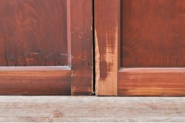 アンティーク建具　レーザー組子入れます!　和モダンな空間作りにおすすめなガラス帯戸4枚セット(引き戸、ガラス戸、板戸)(R-069231)
