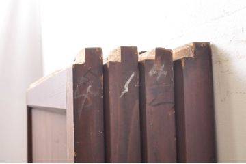 アンティーク建具　レーザー組子入れます!　和モダンな空間作りにおすすめなガラス帯戸4枚セット(引き戸、ガラス戸、板戸)(R-069231)