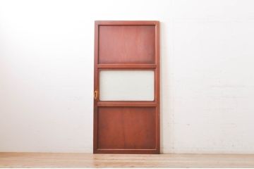 アンティーク建具　レーザー組子入れます!　和の雰囲気を高めるガラス帯戸1枚(引き戸、ガラス戸、板戸)(R-069232)