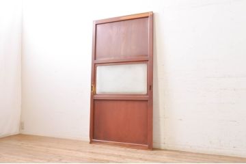 アンティーク建具　レーザー組子入れます!　上質な和を演出するガラス帯戸1枚(引き戸、ガラス戸、板戸)(R-069233)