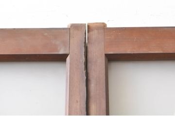 アンティーク建具　希少サイズ　どこか懐かしい雰囲気漂う幅狭ガラス戸2枚セット(引き戸)(R-069235)