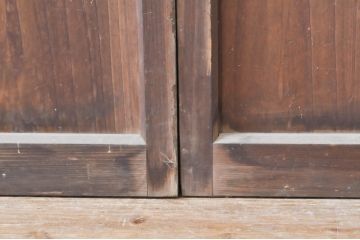 アンティーク建具　希少サイズ　どこか懐かしい雰囲気漂う幅狭ガラス戸2枚セット(引き戸)(R-069235)