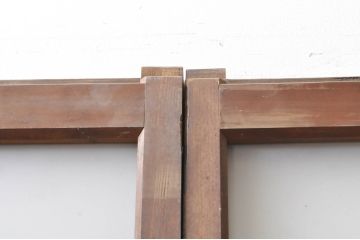 アンティーク建具　希少サイズ　どこか懐かしい雰囲気漂う幅狭ガラス戸2枚セット(引き戸)(R-069235)