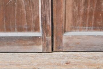 アンティーク建具　希少サイズ　どこか懐かしい雰囲気漂う幅狭ガラス戸2枚セット(引き戸)(R-069235)
