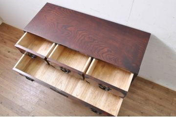 中古　岩谷堂箪笥　力強い杢目と重厚感ある金具が魅力の和箪笥(整理箪笥、衣装タンス、収納たんす、引き出し、サイドボード、サイドチェスト)(R-069241)