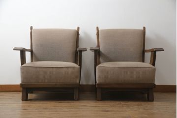 中古　美品　神戸洋家具　永田良介商店　クラシカルな佇まいが魅力の1人掛けソファ2脚セット(一人掛け、アームチェア、椅子、イス、いす)(R-069247)