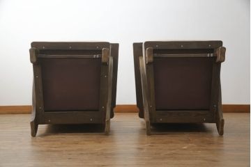 中古　美品　神戸洋家具　永田良介商店　クラシカルな佇まいが魅力の1人掛けソファ2脚セット(一人掛け、アームチェア、椅子、イス、いす)(R-069247)