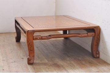 中古　美品　指物工芸家具　井上昇山作　花梨(カリン)材　艶のある上質な風合いが高級感を演出する座卓(ローテーブル、センターテーブル)(R-069250)