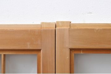 アンティーク建具　趣のある和の空間を演出する書院ガラス窓2枚セット(引き戸、ガラス戸、書院戸)(R-069251)