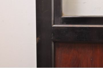 アンティーク建具　和モダンな空間作りにおすすめな漆塗りの幅広ガラス帯戸2枚セット(引き戸、ガラス戸)(R-069253)